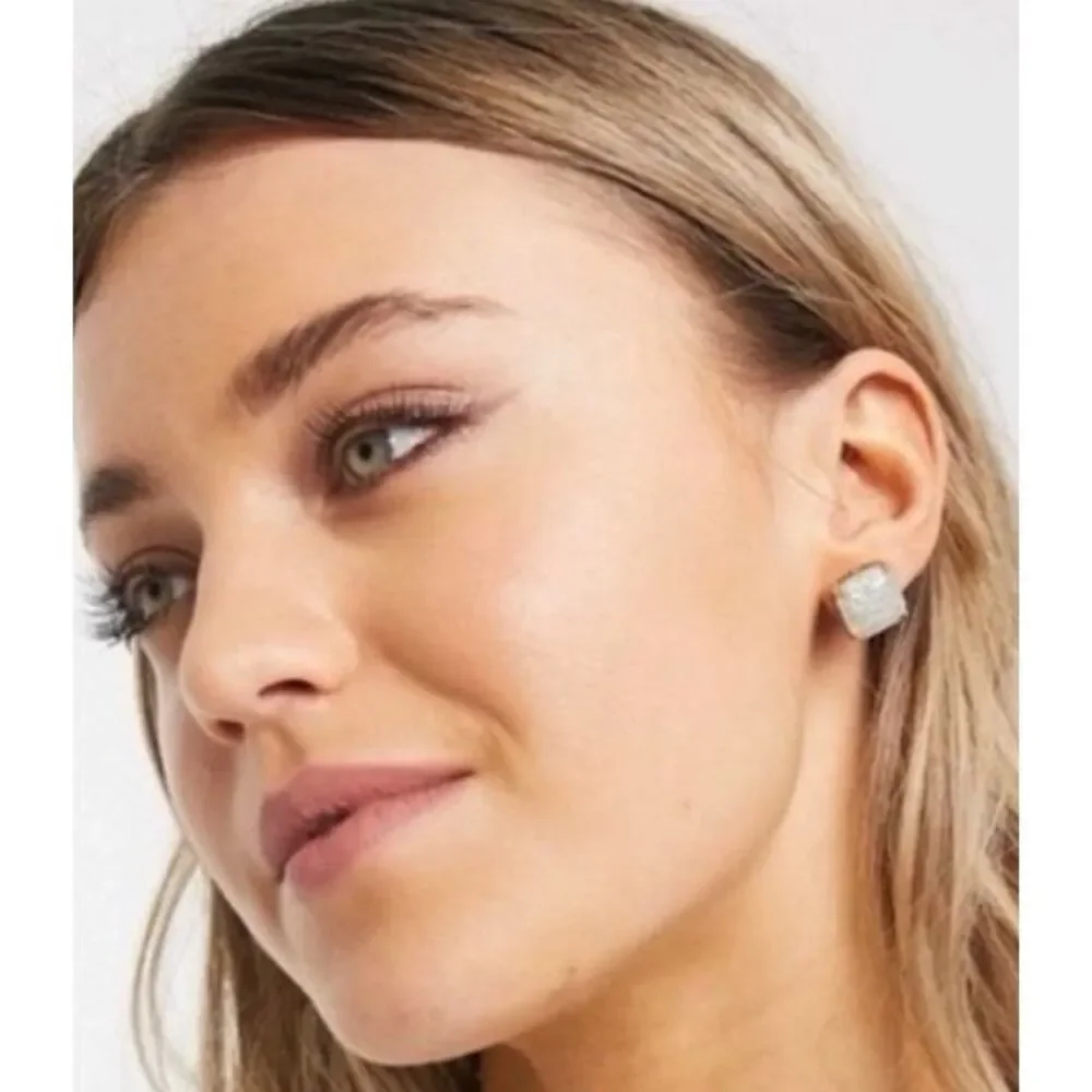 Kate Spade New York Pavé Crystal Cushion Stud Earrings Gold Tone NWT